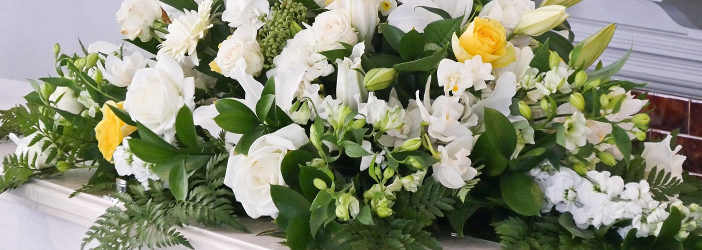 Funeral flowers from Nilesh test site in Bolton
