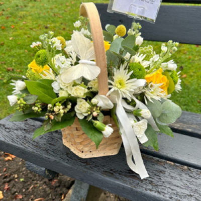 Yellow dazzle - Yellow and white pretty basket 
